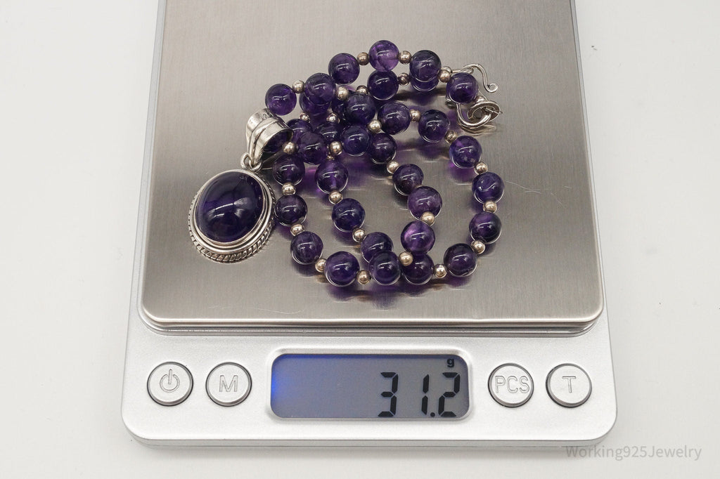 Vintage Amethyst Bead Sterling Silver Necklace | Jewelry > Necklaces > Pendants | Wiccan Center