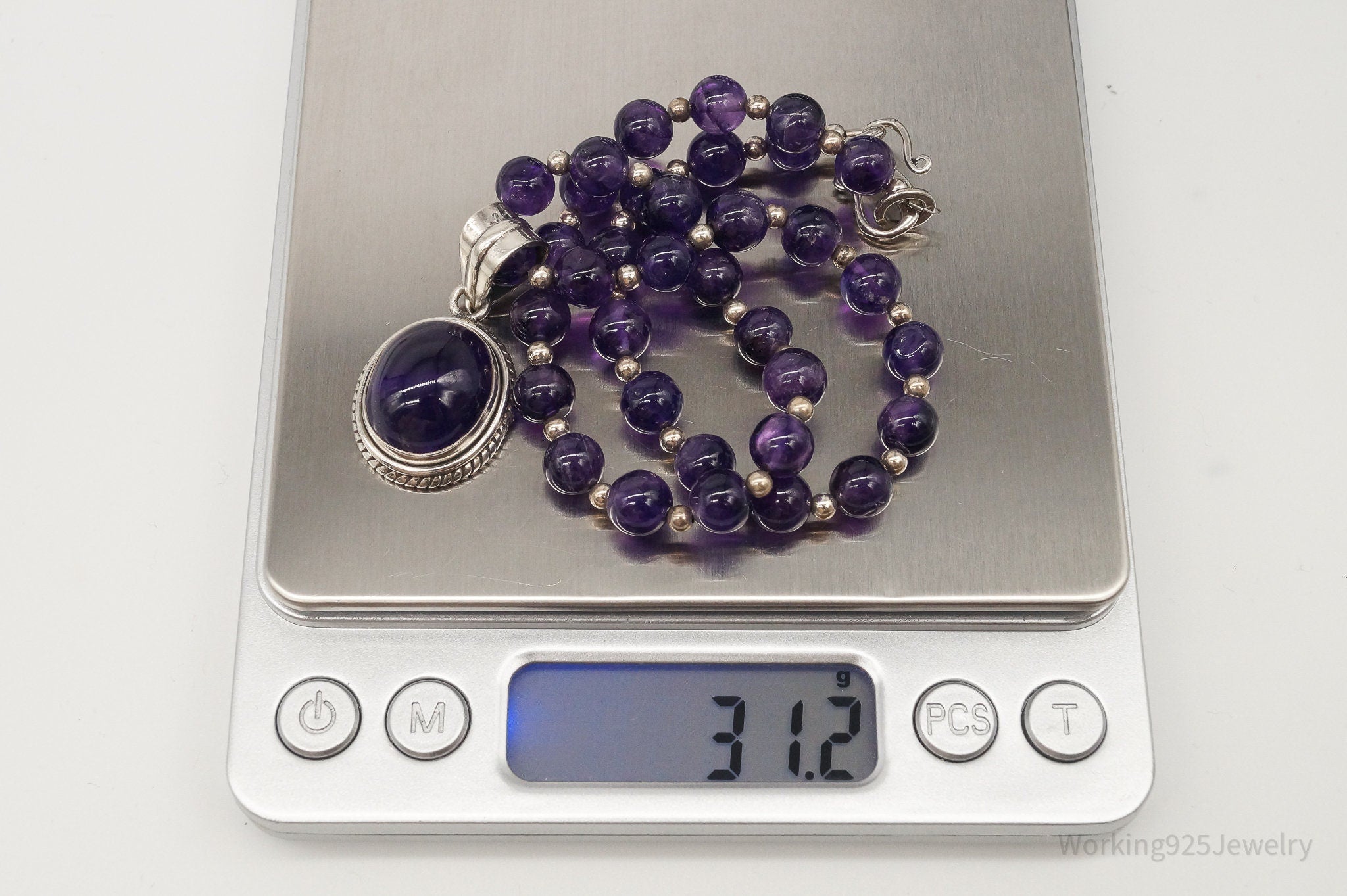 Vintage Amethyst Bead Sterling Silver Necklace | Jewelry > Necklaces > Pendants | Wiccan Center