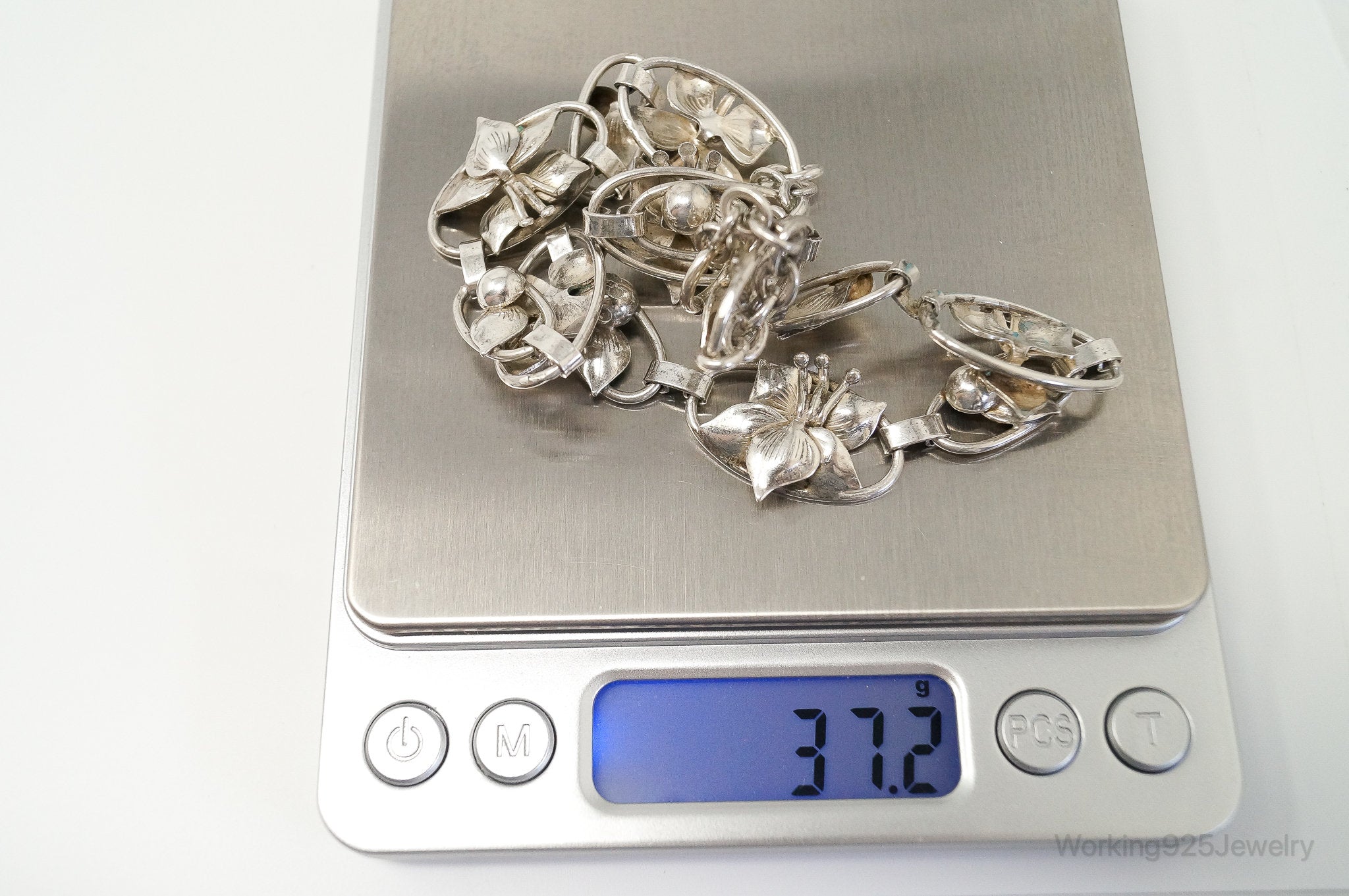 Lang Antiques Floral Link Sterling Silver Necklace | Jewelry > Necklaces > Pendants | Wiccan Center