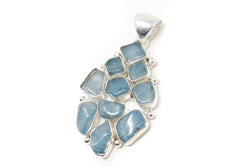 Vintage Blue Gemstone Cluster Southwestern Style Sterling Silver Pendant | Jewelry > Necklaces > Pendants | Wiccan Center