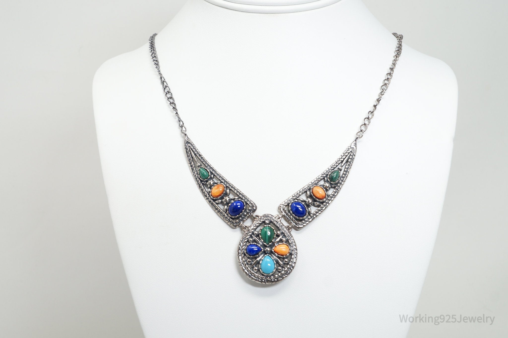 Vintage Carolyn Pollack Relios Multi Gem Western Sterling Silver Necklace | Jewelry > Necklaces > Pendants | Wiccan Center
