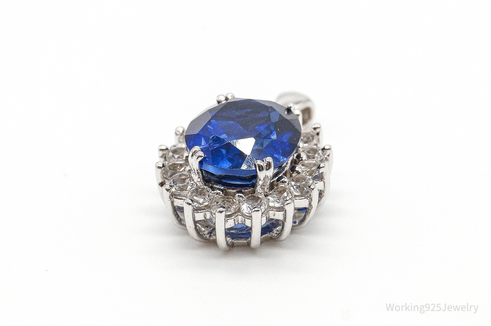 Designer JWBR Lab Sapphire Cubic Zirconia Sterling Silver Pendant | Jewelry > Necklaces > Pendants | Wiccan Center