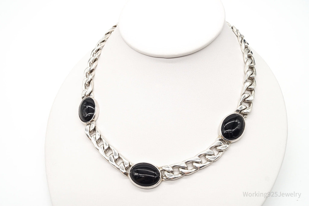 Vintage Black Onyx Curb Chain Sterling Silver Necklace | Jewelry > Necklaces > Pendants | Wiccan Center