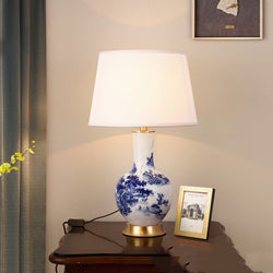 Chinese Design Blue and White Porcelain Table Lamp Chinese Button On/Off or Remote | Lamps | Wiccan Center
