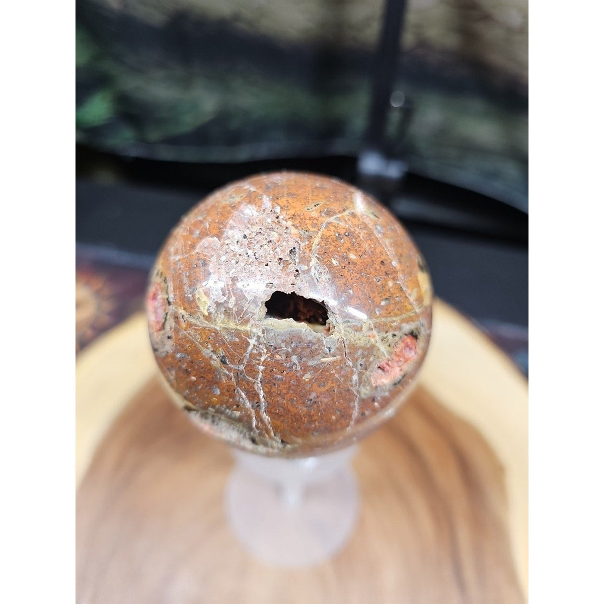 0.91 lb Vesuvianite Agate Carnelian Geode Sphere