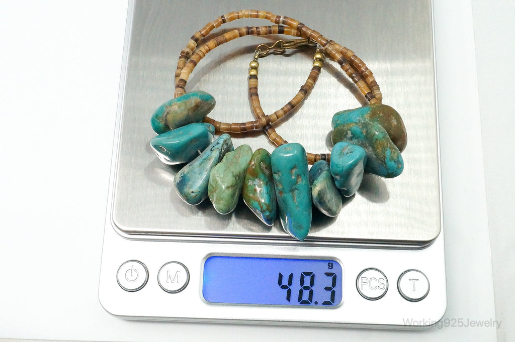 VTG Native American Turquoise Porcupine Quill Sterling Silver Thread Necklace | Jewelry > Necklaces > Pendants | Wiccan Center