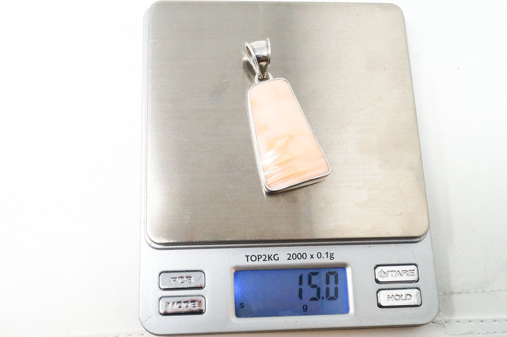 Vintage Peach Gemstone Sterling Silver Necklace Pendant | Jewelry > Necklaces > Pendants | Wiccan Center