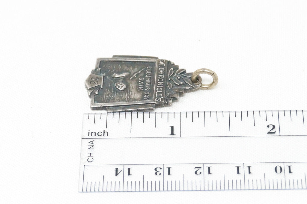 Vintage Antique 1938 Columbus Day Swim Sterling Silver Necklace Pendant | Jewelry > Necklaces > Pendants | Wiccan Center
