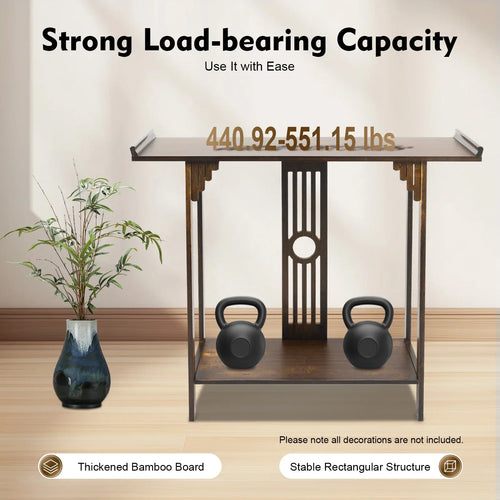 2-Tier Narrow Espresso Side Table, Space-Saving Slim Accent Table, Easy Assembly Console Table for Living Room,Bedroom & Kitchen | Table | Wiccan Center