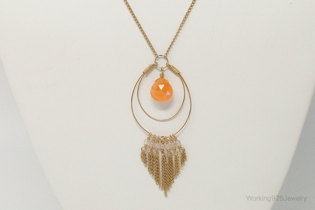Vintage 14K Gold Filled Orange Agate Sterling Silver Necklace | Jewelry > Necklaces > Pendants | Wiccan Center