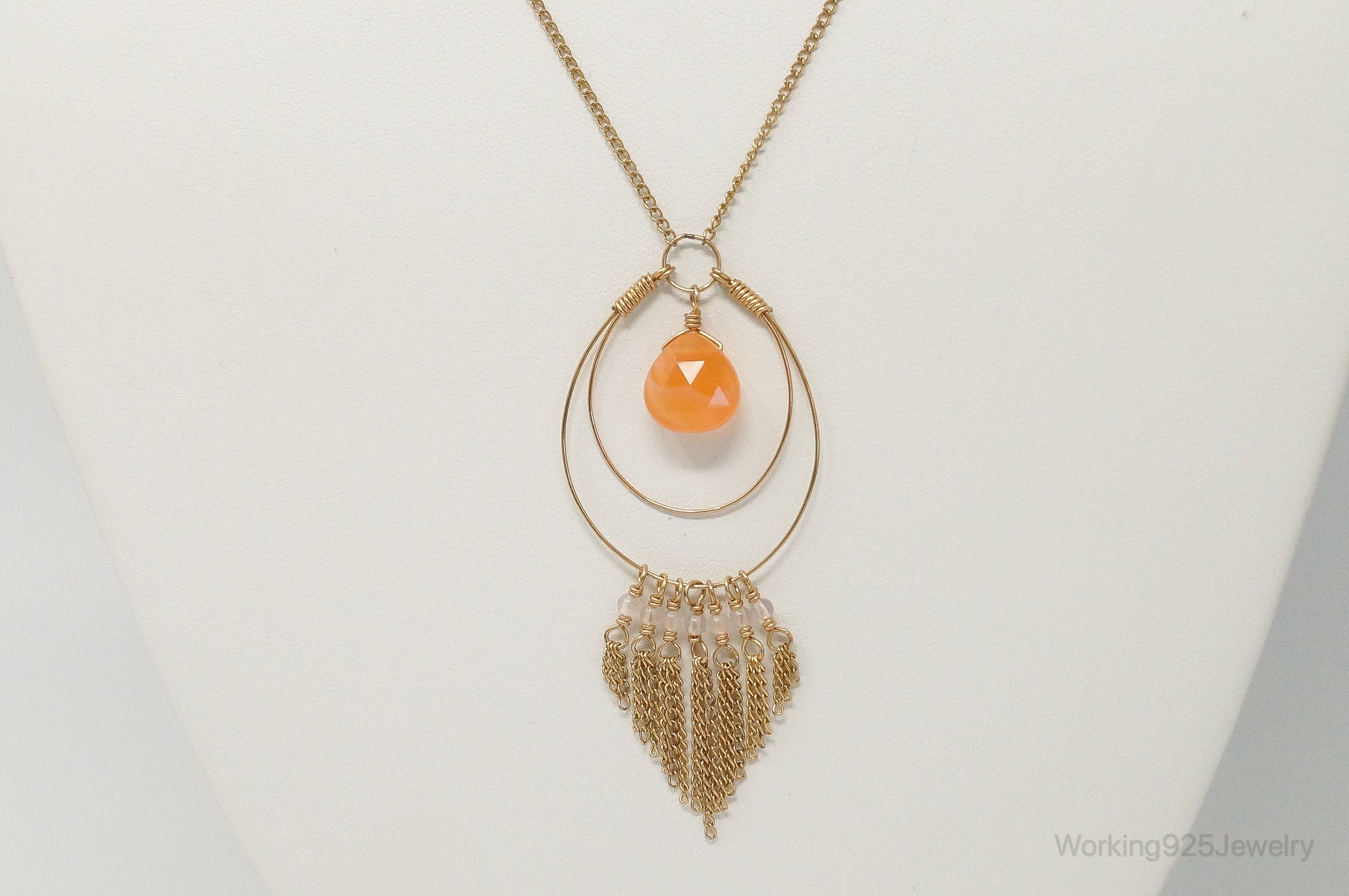Vintage 14K Gold Filled Orange Agate Sterling Silver Necklace | Jewelry > Necklaces > Pendants | Wiccan Center