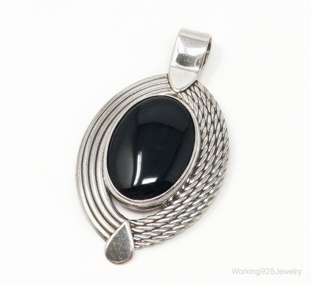 Large Mexico Designer ATI Black Onyx Southwestern Sterling Silver Pendant | Jewelry > Necklaces > Pendants | Wiccan Center