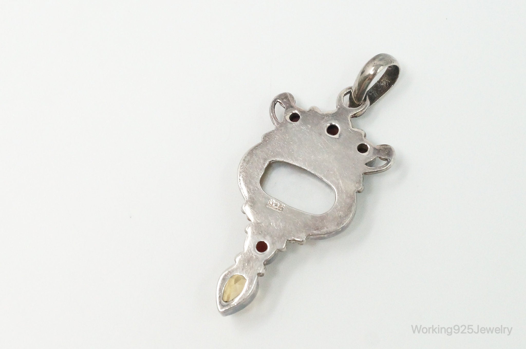 Large Vintage Mothe Of Pearl Citrine Garnet Sterling Silver Pendant | Jewelry > Necklaces > Pendants | Wiccan Center