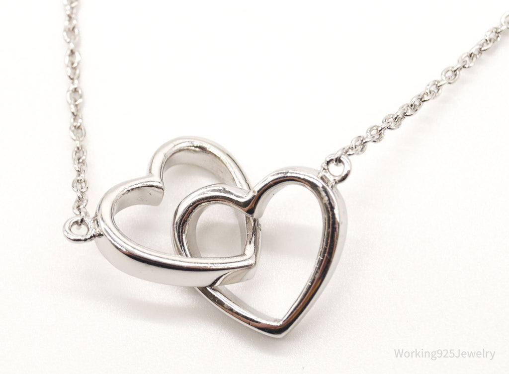 Vintage Designer FZN Linked Hearts Sterling Silver Necklace | Jewelry > Necklaces > Pendants | Wiccan Center