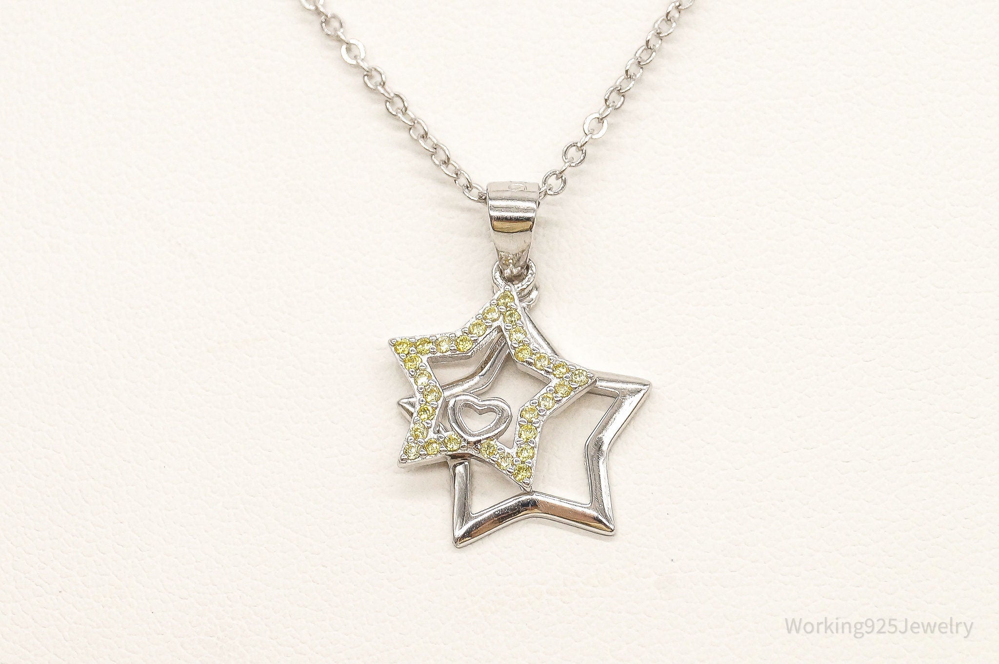 Designer Ryze Cubic Zirconia Stars Sterling Silver Necklace | Jewelry > Necklaces > Pendants | Wiccan Center
