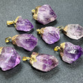 Amethyst Crystal Raw Point Pendant (Gold Plated) Gemstone Jewelry Necklace Supply | Jewelry > Necklaces > Crystal Necklaces | Wiccan Center