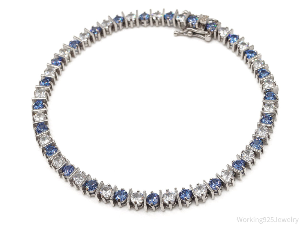 Vintage FAS Blue & White Cubic Zirconia Sterling Silver Bracelet | Jewelry > Bracelets | Wiccan Center