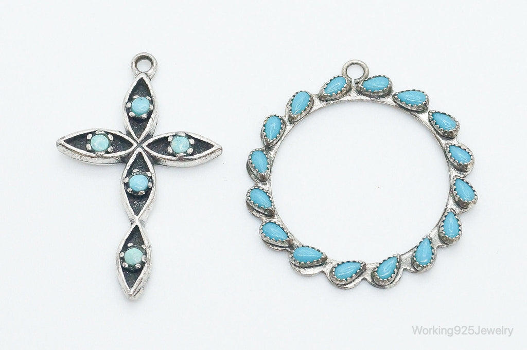 Vintage Native American Turquoise Sterling Silver Pendant Set | Jewelry > Necklaces > Pendants | Wiccan Center