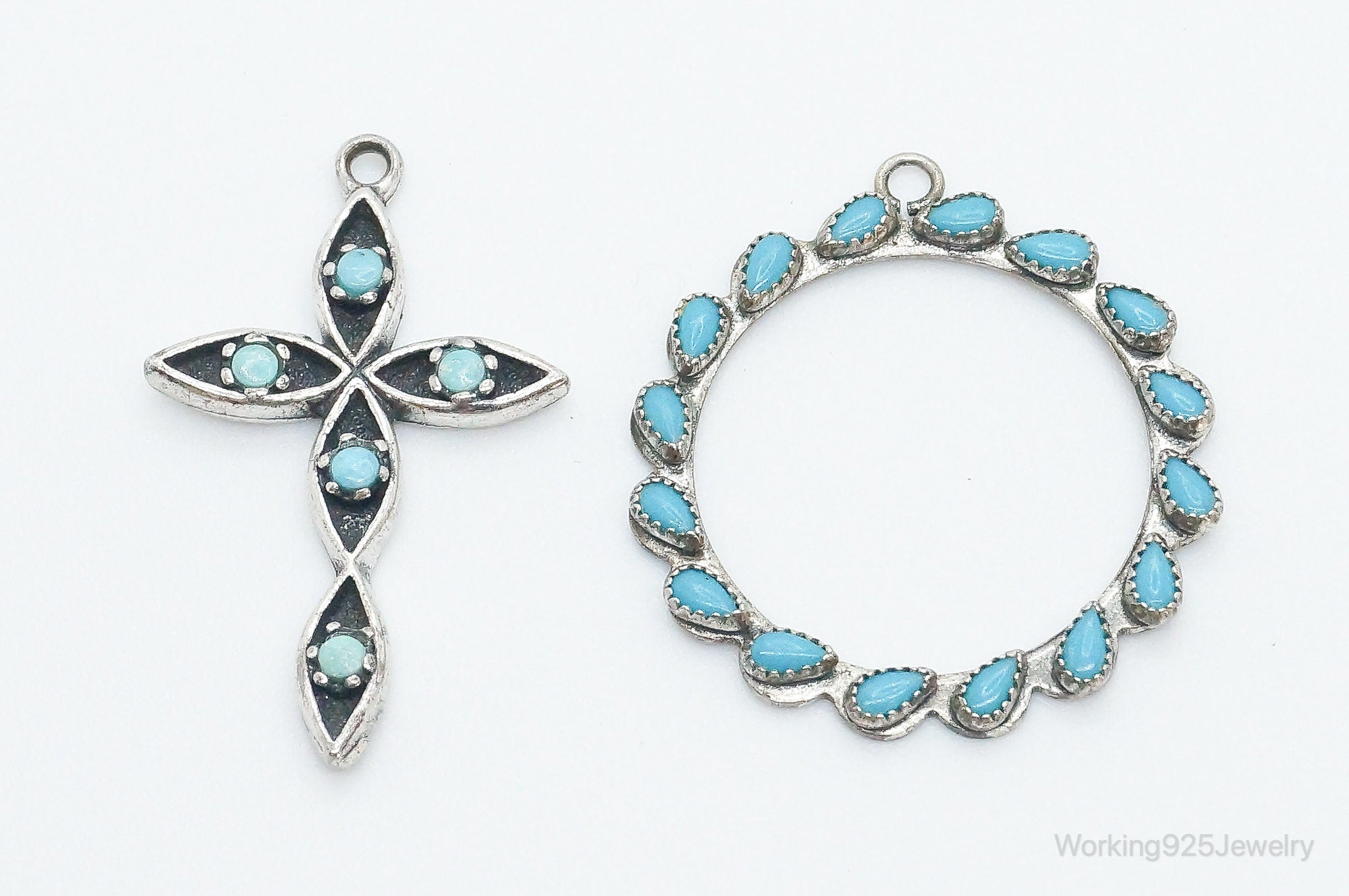 Vintage Native American Turquoise Sterling Silver Pendant Set | Jewelry > Necklaces > Pendants | Wiccan Center