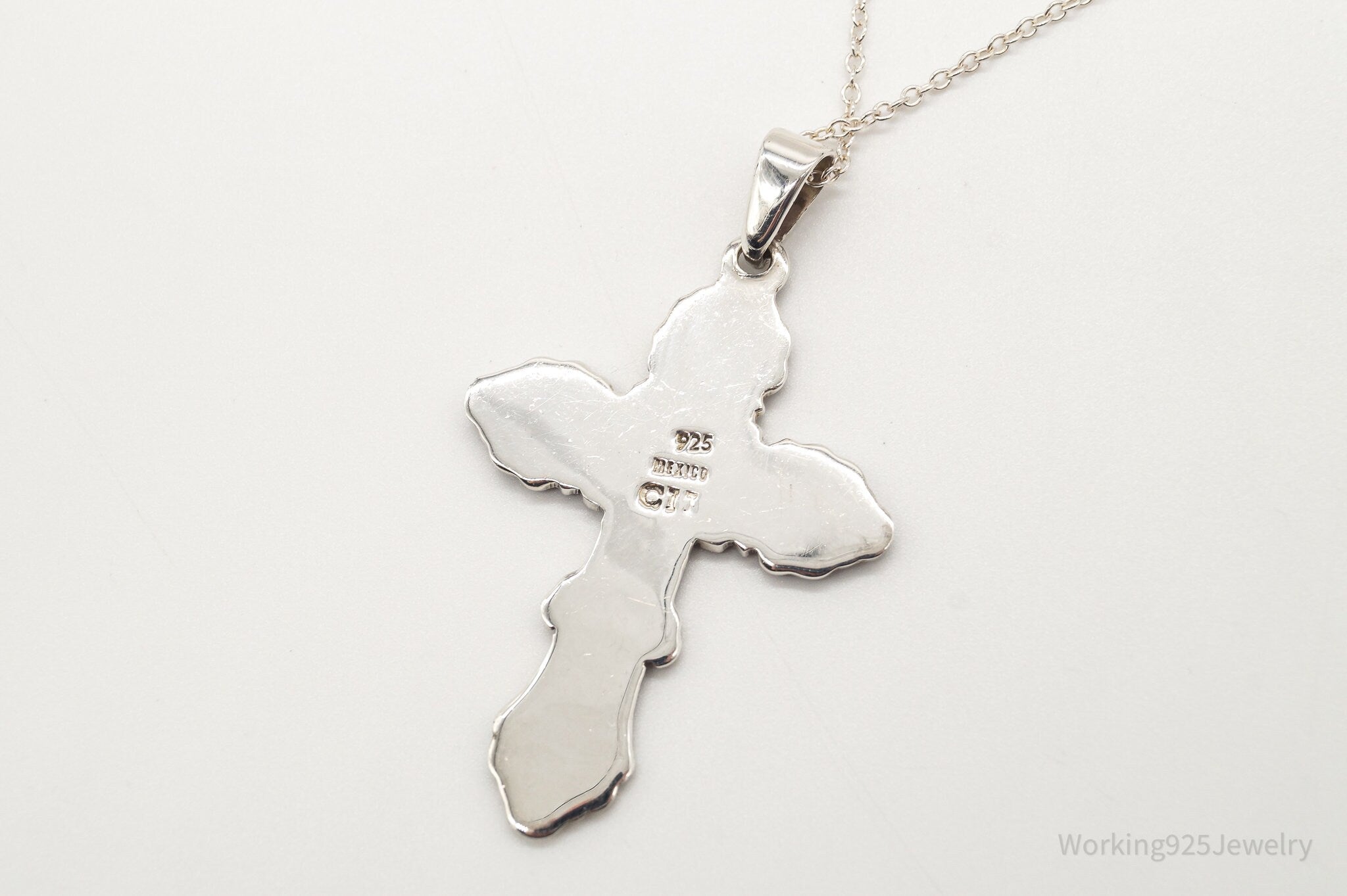 Vintage Large Mexico Artisan CII Cross Sterling Silver Necklace | Jewelry > Necklaces > Pendants | Wiccan Center