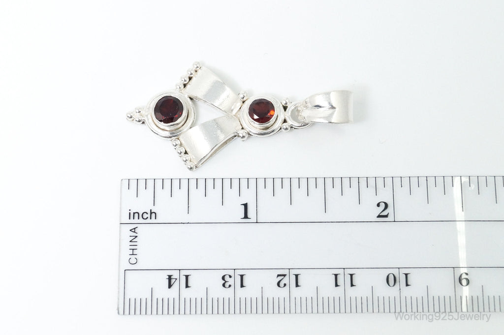 Vintage Garnet Bali Style Sterling Silver Dangle Pendant | Jewelry > Necklaces > Pendants | Wiccan Center