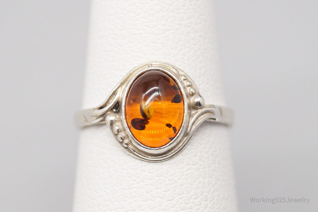 Vintage Amber Modernist Sterling Silver Ring - Size 4.75 | Jewelry > Rings | Wiccan Center