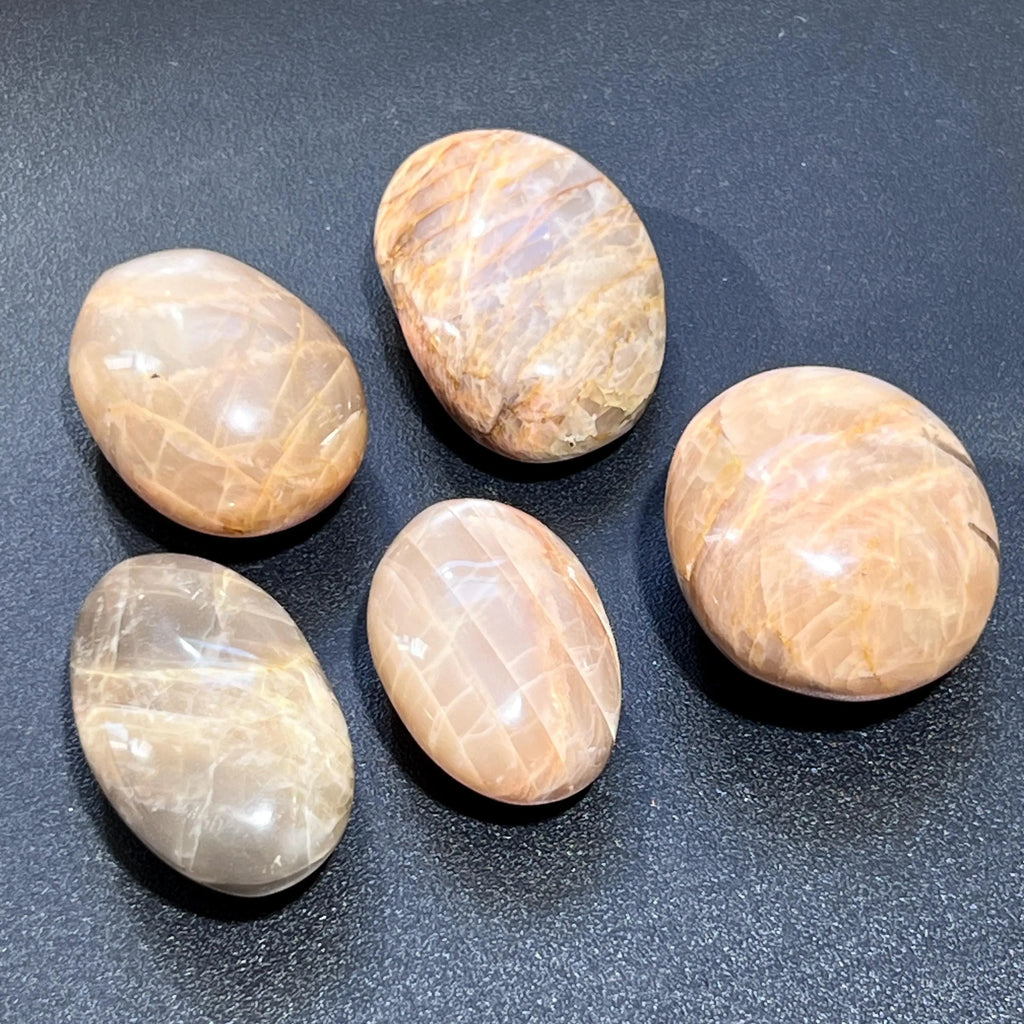 Peach Moonstone Flashy Palm Stone Carving Gemstone Decor Supply | Home & Living > Spirituality & Religion > Prayer Beads & Charms > Metaphysical Crystals | Wiccan Center