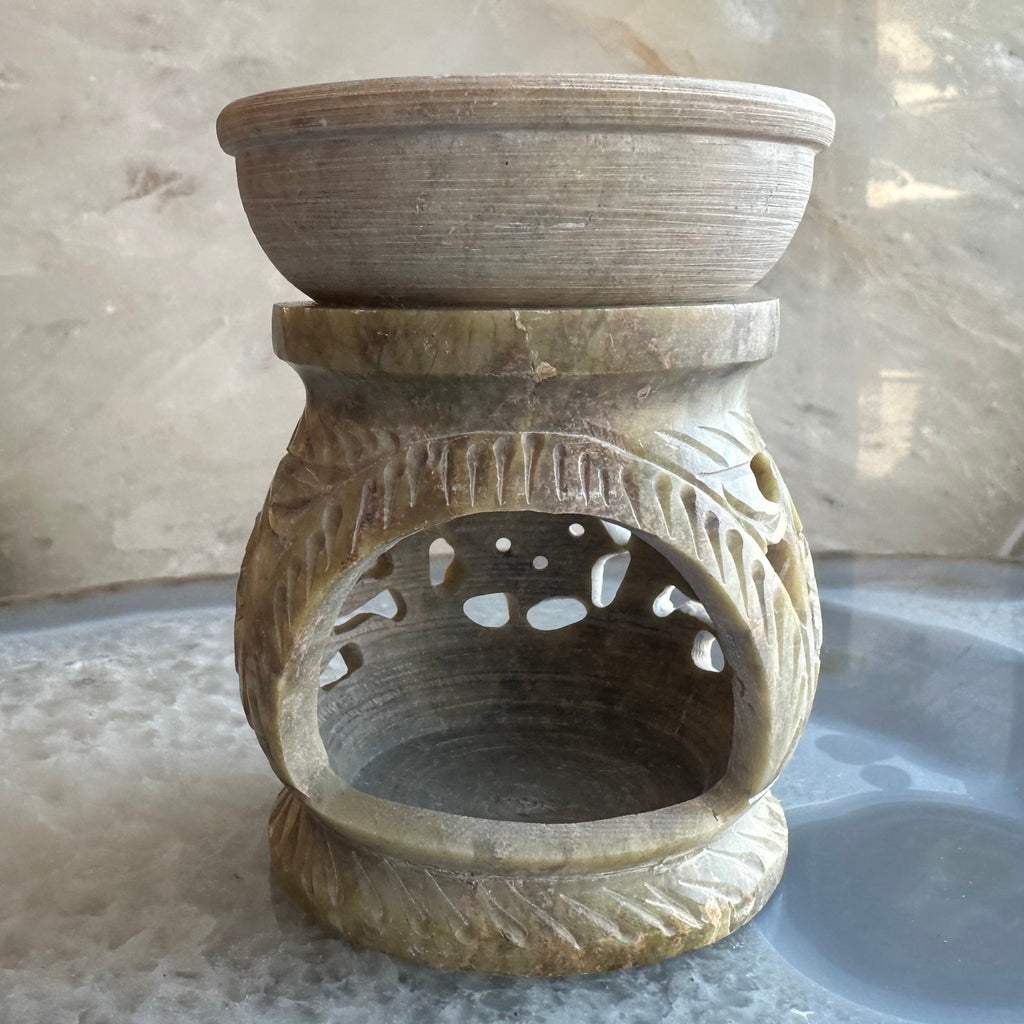 Carved Soapstone Essential Oil Burner 3" | Decorative | Wiccan Center