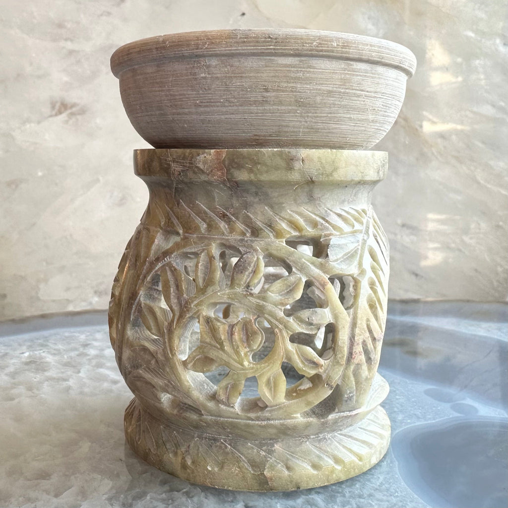 Carved Soapstone Essential Oil Burner 3" | Decorative | Wiccan Center