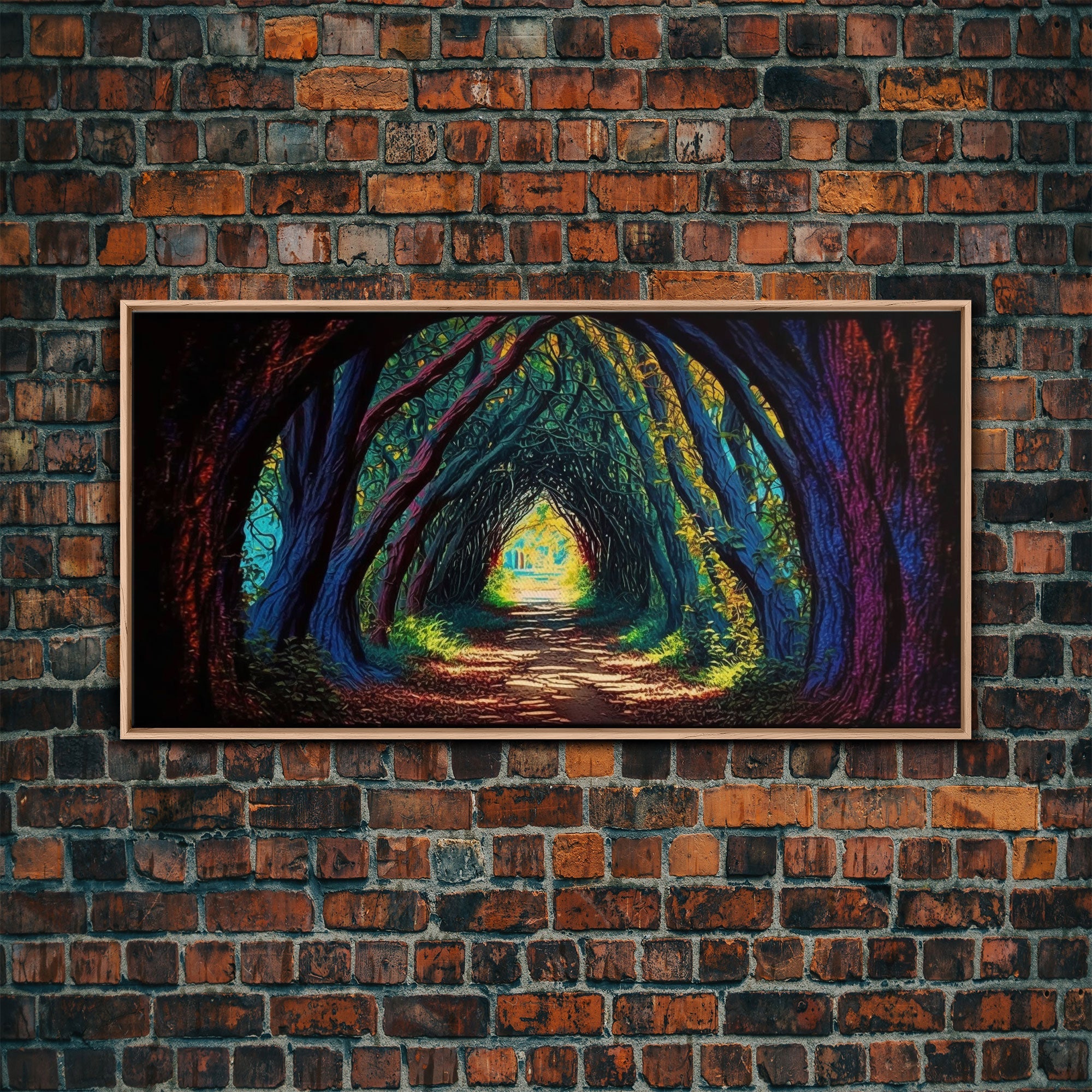 The Path through The Trees, Fantasy Art, Framed Canvas Print, RPG concept Art, Magical glowing forest | | Wiccan Center