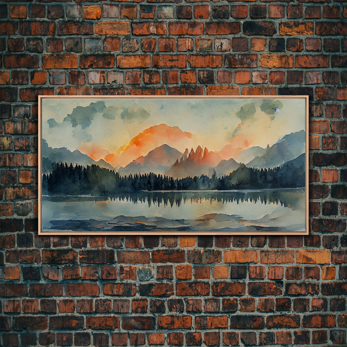 Watercolor painting of a forest fire, canvas print, landscape art, cool living room art, depressing art | | Wiccan Center
