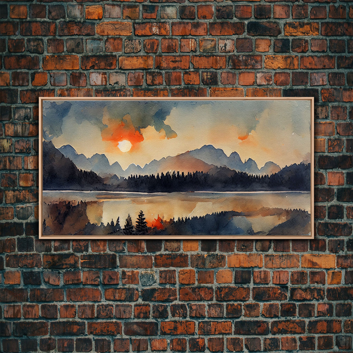 Watercolor forest fire, canvas print, landscape art, cool living room art, depressing art, painting reproduction print | | Wiccan Center