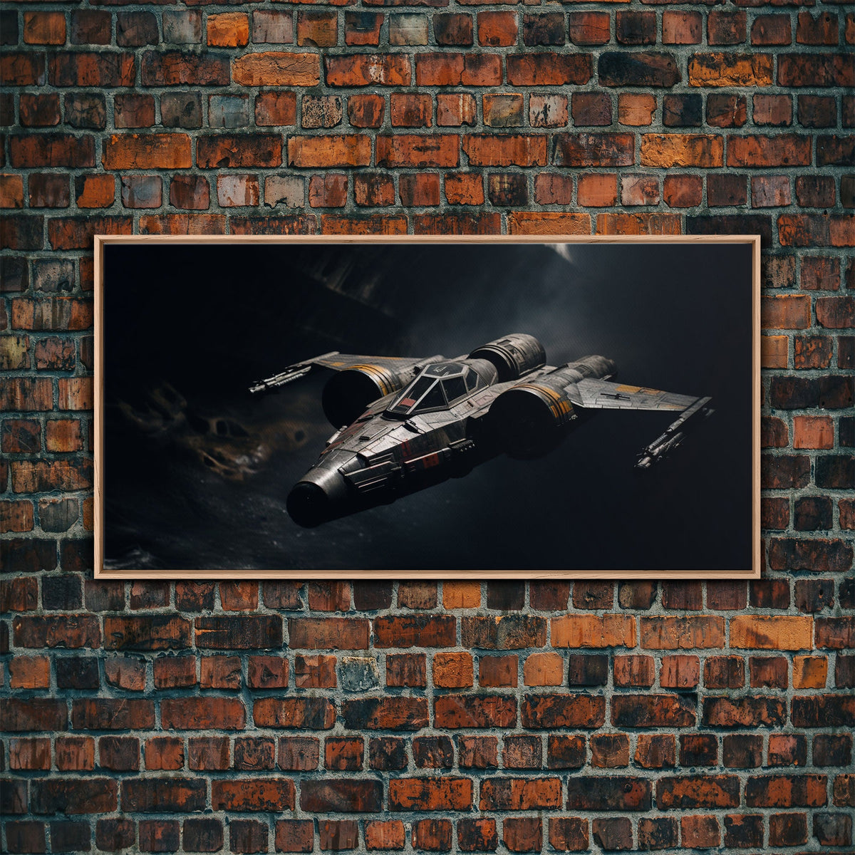 The Star Fighter, Cool Scifi Wall Art, Scifi Art, Framed Canvas Print, Gull Wing Space Ship, Unique Art, Alien Wall Art, Space Ship Art