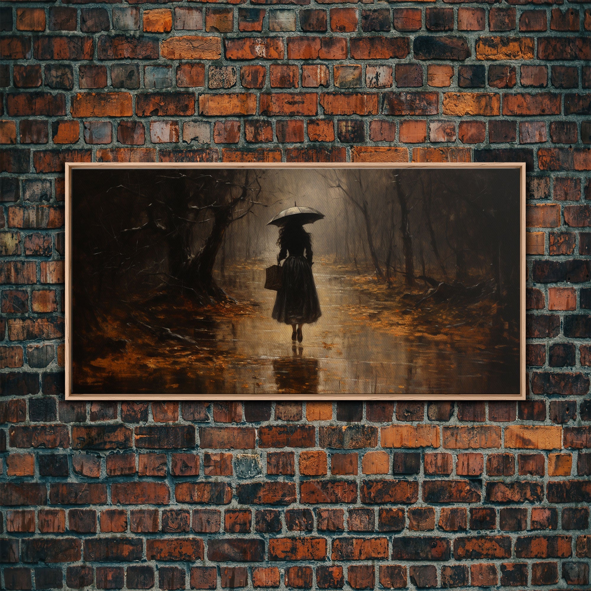 Witch Walking In The Rain, Witch Print, Framed Canvas or Poster, Victorian Oil Painting, Dark Academia, Witchcraft Decor, Witchy Art | | Wiccan Center
