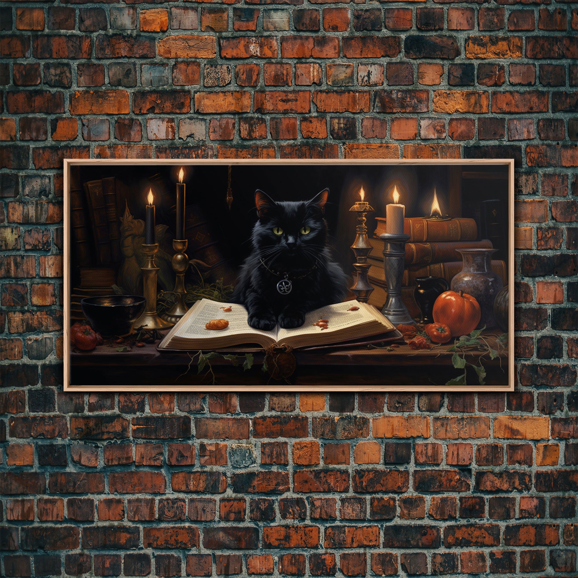 The Witch's Familiar, Black Cat Art, Witch Print, Framed Canvas or Poster, Victorian Oil Painting, Dark Academia, Witchcraft Decor | | Wiccan Center