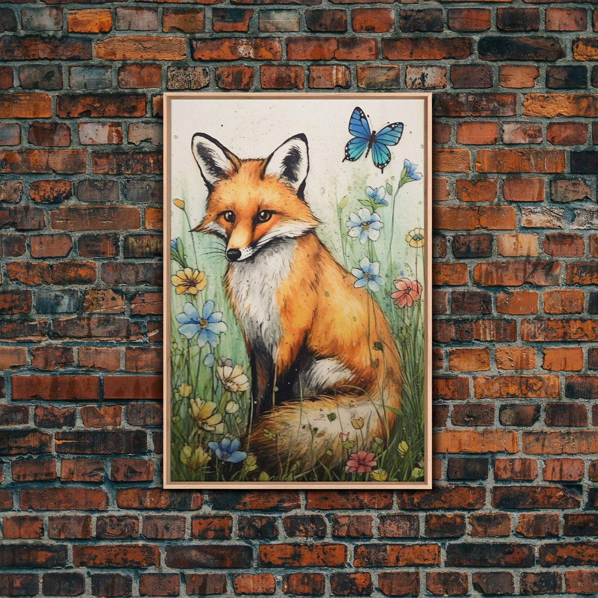 Framed Fox Wall Art, Vintage Wall Art, Muted Neutral Colors, Animal Prints, Farmhouse Wall Decor, Moody Wall Decor, Canvas Print