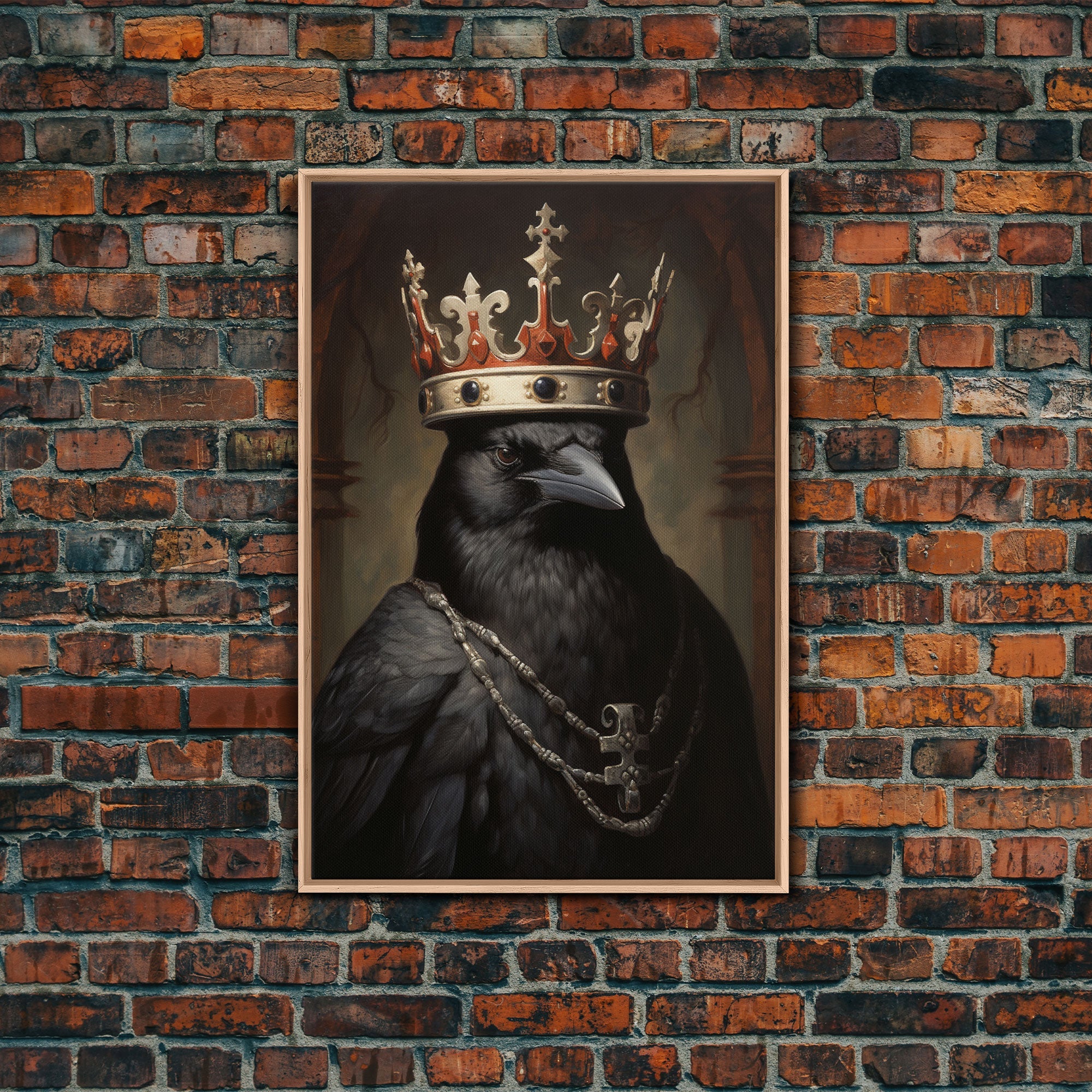 King Raven Print, Vintage Canvas, Art Canvas Print, Dark Academia, Gothic Victorian Crow, Cool Halloween Decorations, Framed Canvas Print | | Wiccan Center