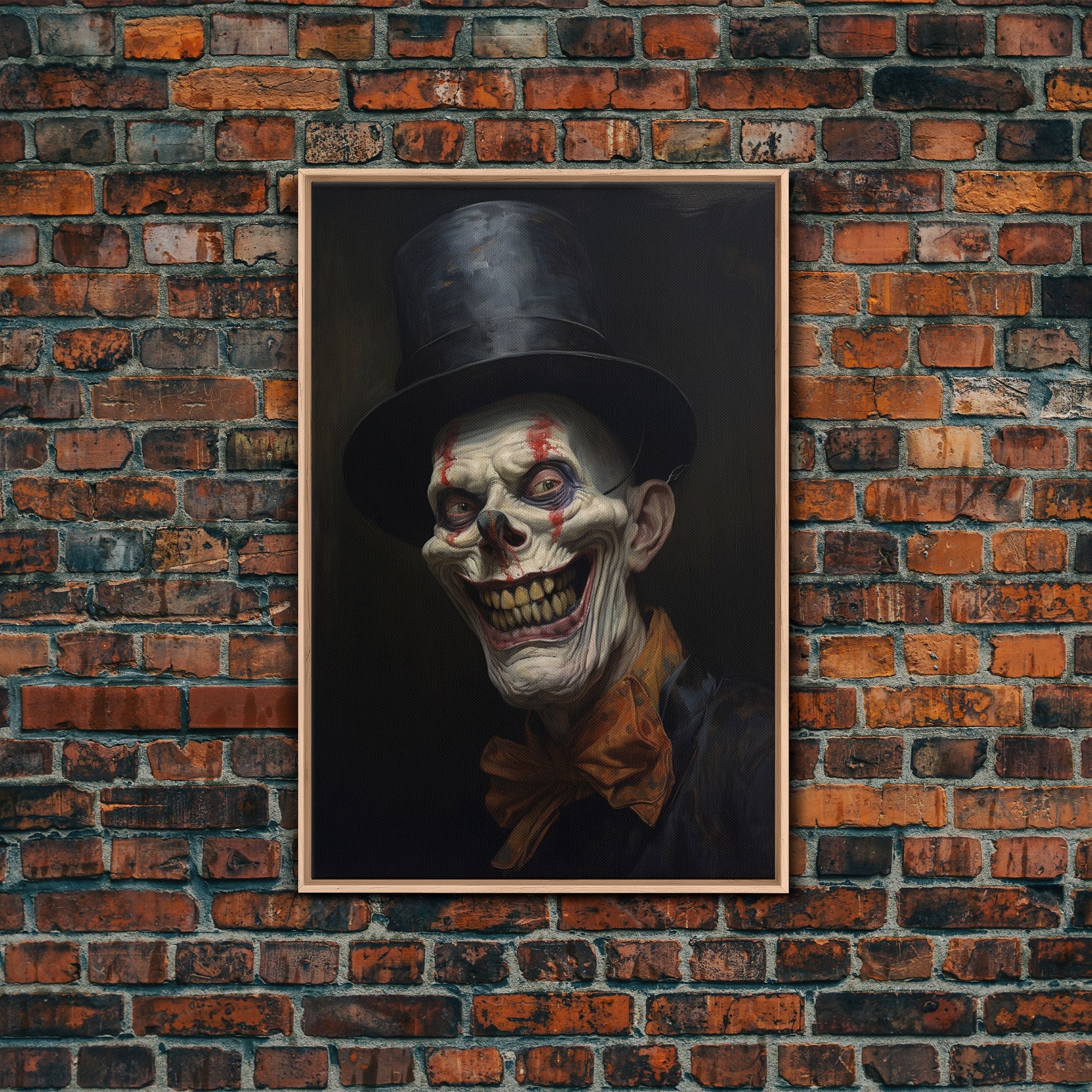 Creepy Clown Art Canvas Print, Victorian Horror Decor, Gothic Halloween Art, Framed Canvas, Halloween Canvas, Scary Wall Art, Unusual Decor