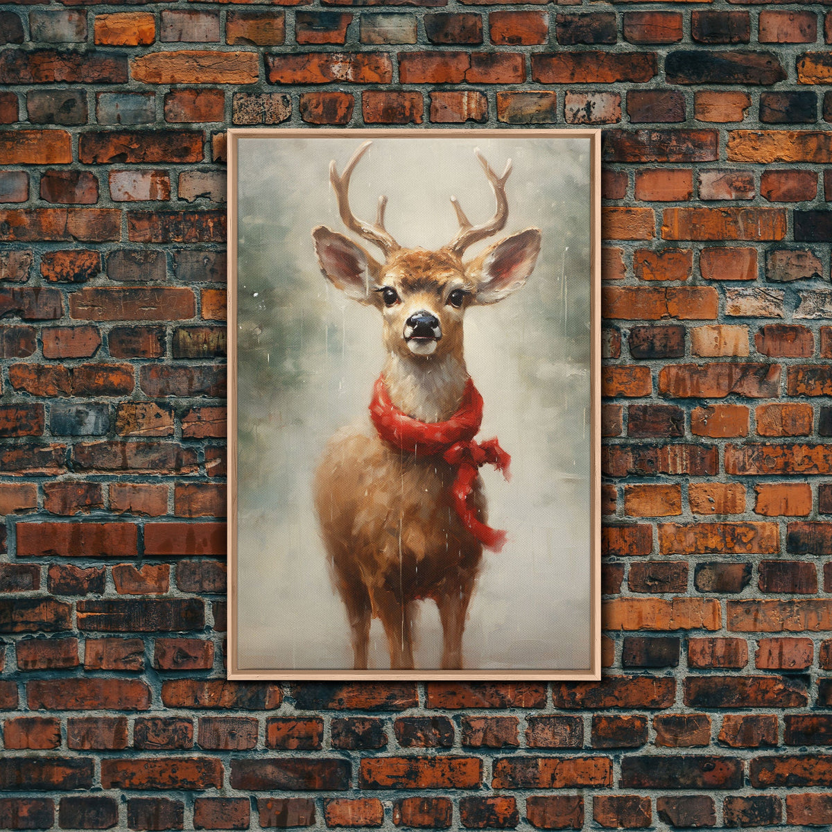 Cute Buck Dressed For Christmas, Christmas Decor, Woodland Animals, Christmas Wall Art, Winter Decor, Holiday Decor, Seasonal Decor