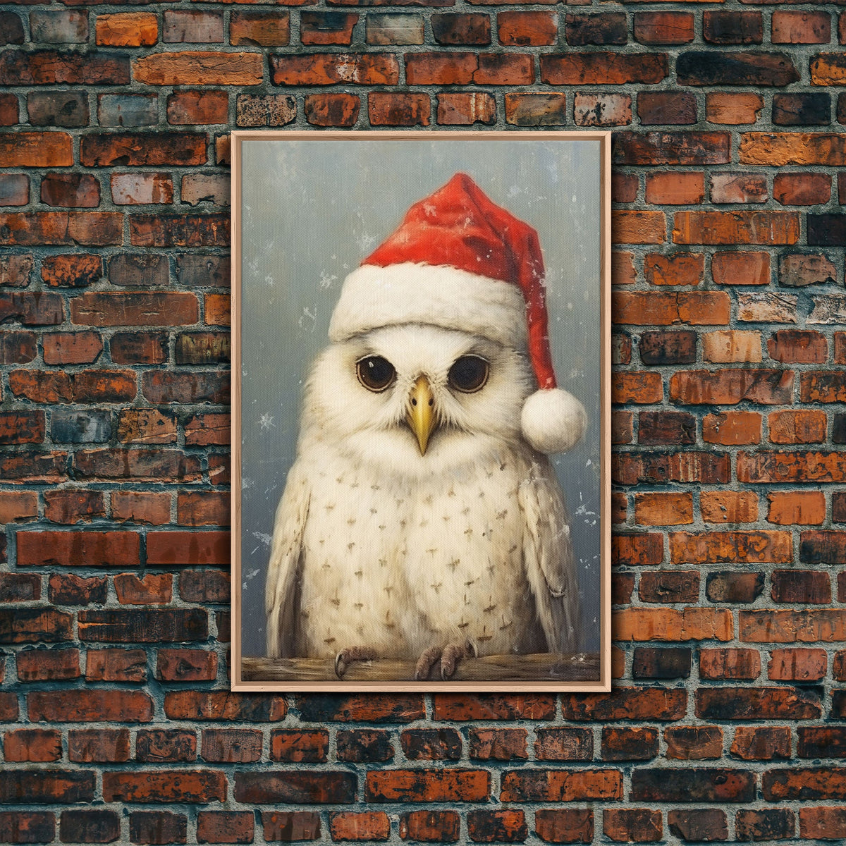 Silly Snow Owl Dressed For Christmas, Christmas Art, Christmas Decor, Christmas Wall Art, Farmhouse Christmas, Vintage Christmas, Owl Print