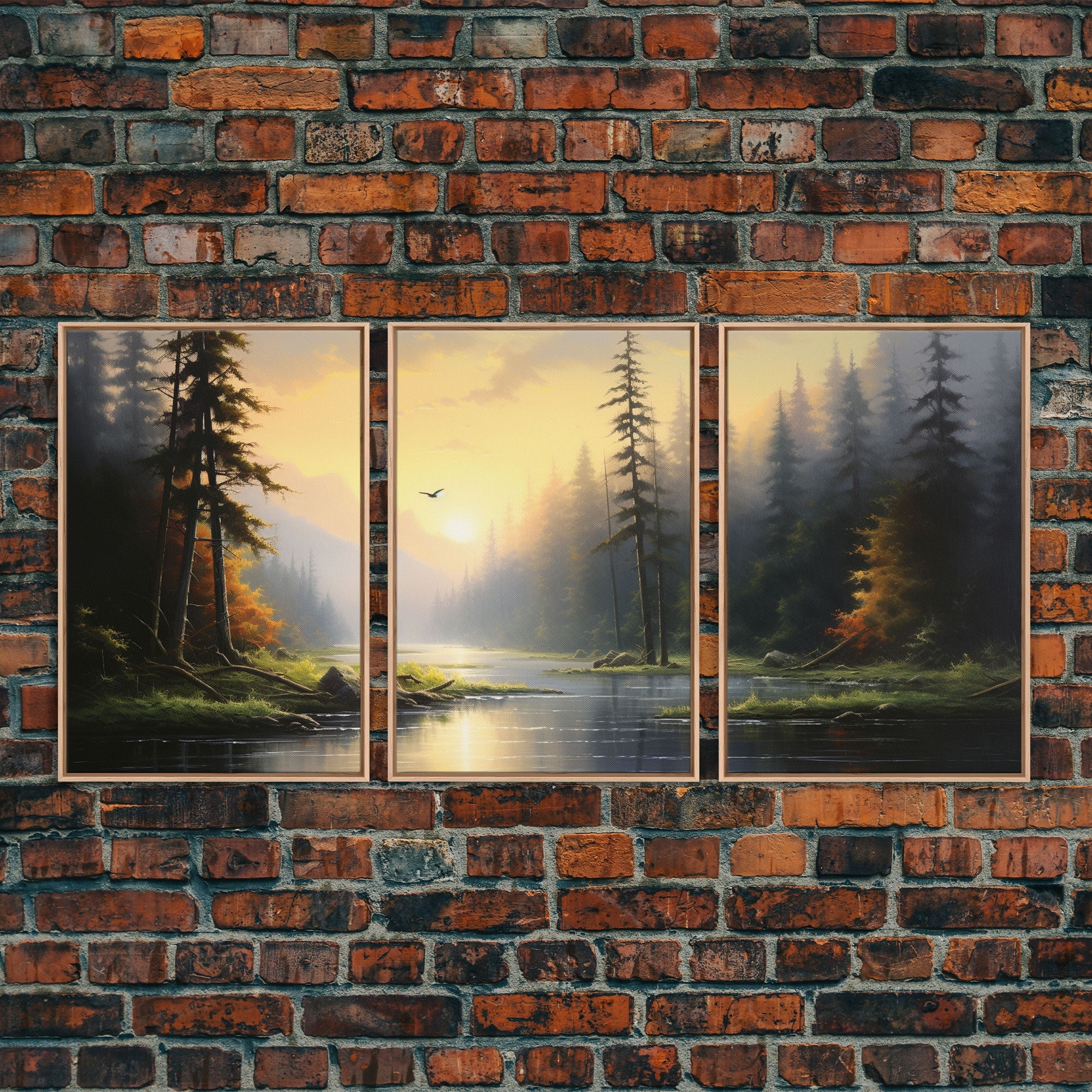 Forest Wall Art, Trees Art Print, Sunset Art, Forest Wall Art, Canvas Print, Wall Art, 3 Piece Wall Art, Dorm Room Art, Ranch House Decor | | Wiccan Center