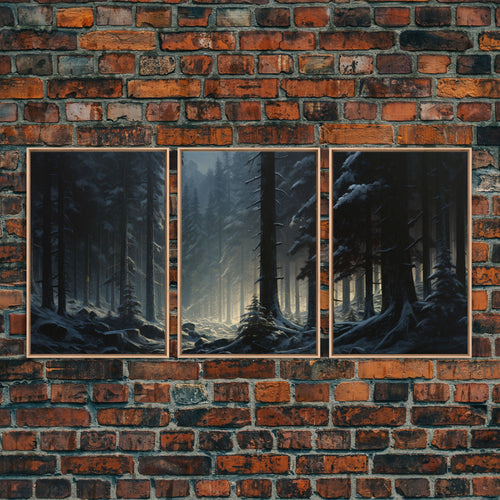 3 Piece Framed Canvas Print Wall Art Set of 3 Emerald Green Mountain Forest Lake Landscape Minimalist Modern Art Nature Wall Decor | | Wiccan Center