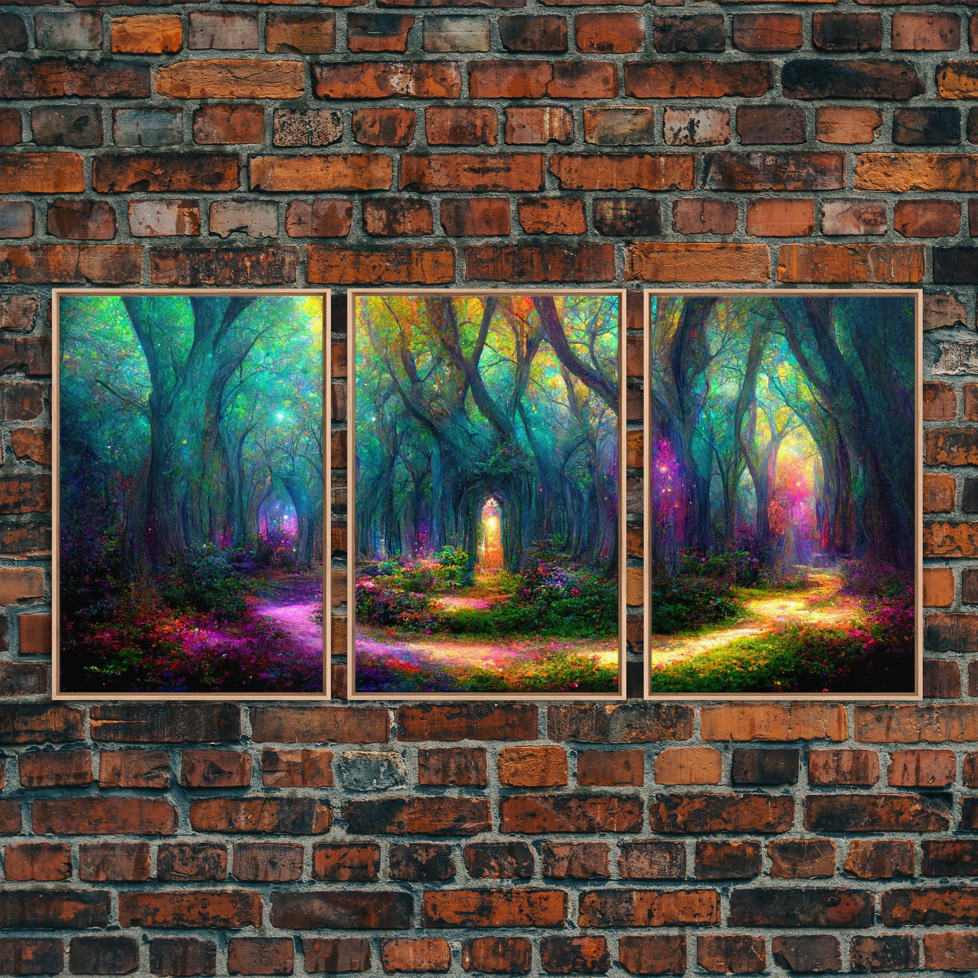 Fantasy wall art, canvas print, magical forest, fantasy landscape art, 3 Piece Wall Art, Ready To Hang Canvas Print | | Wiccan Center