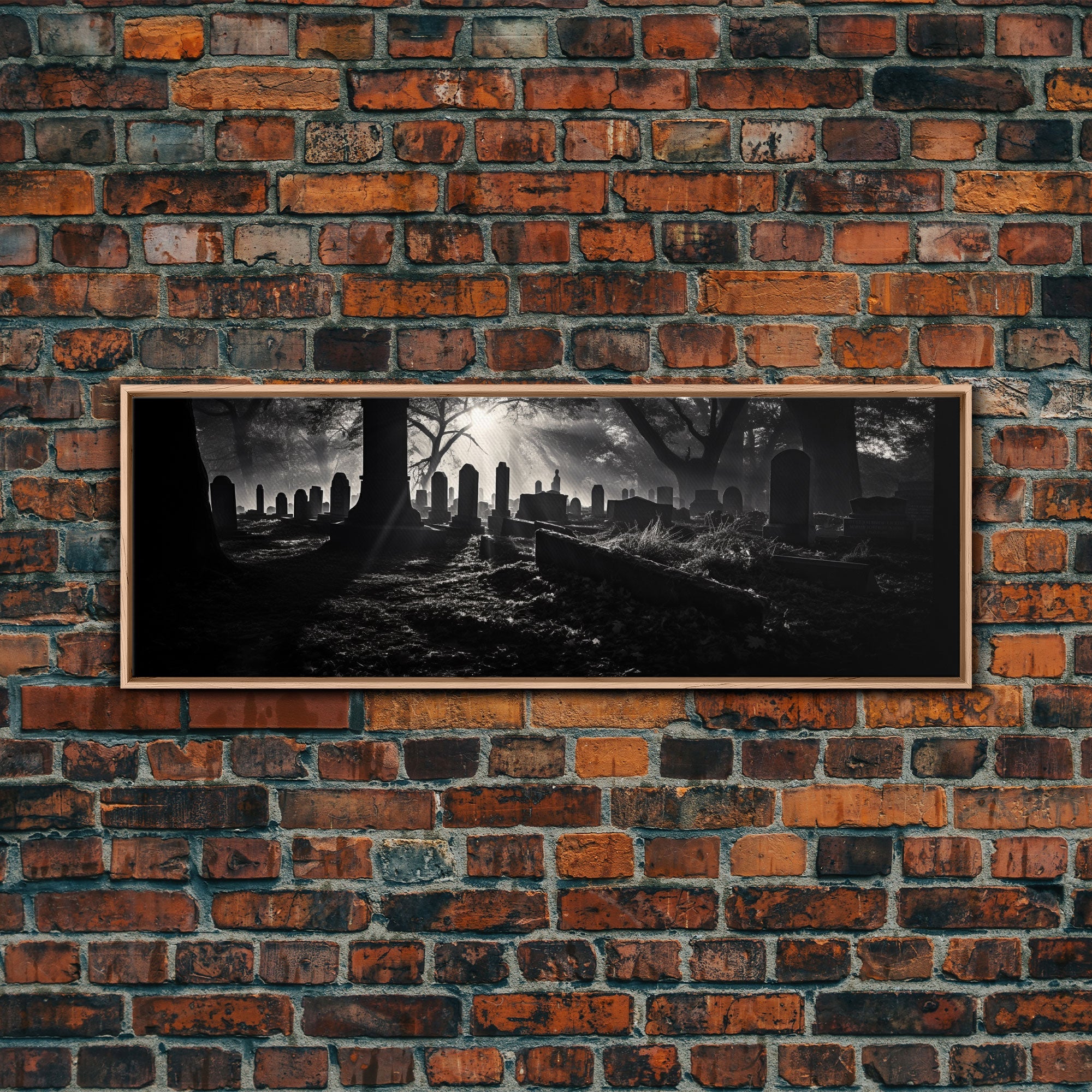 Spooky Halloween Decor, Black and White Photograph Of A Creepy Cematary, Graveyard Decor, Witchy Art | | Wiccan Center