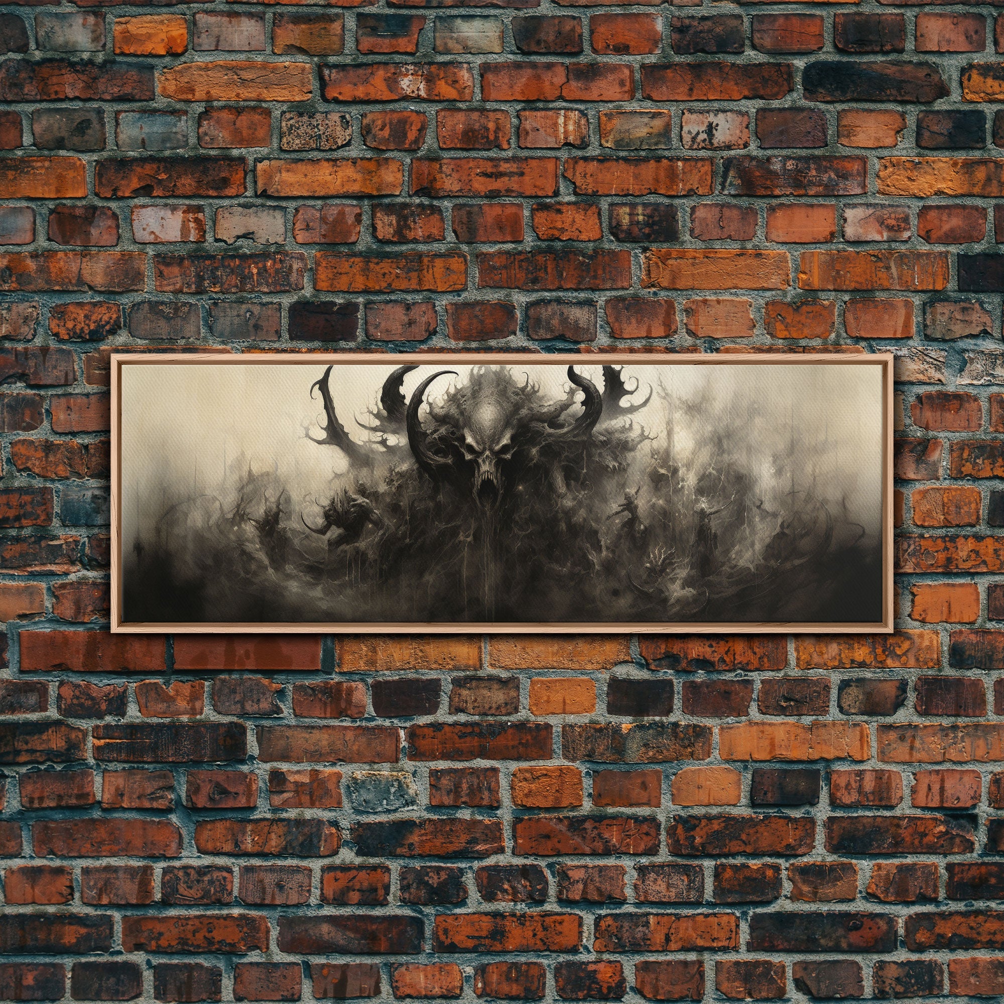 The Demon, Panoramic Canvas Print, Framed Halloween Art, Spooky Decor, Halloween Art, Halloween Wall Art, Halloween Art Print