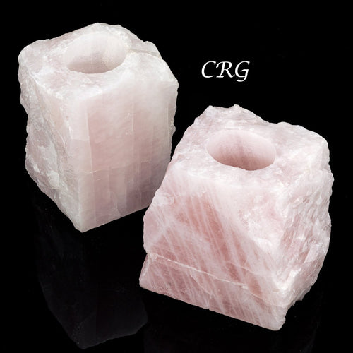 1 PIECE- 1 Side Polished Rough Rose Quartz Candle Holder (4.5"-5.0") AVG | Rose Quartz | Wiccan Center