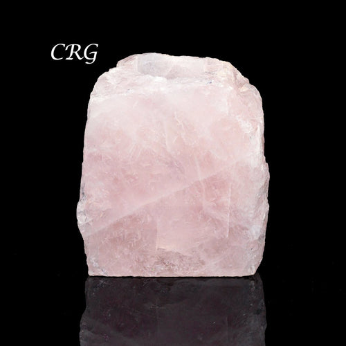 1 PIECE- 1 Side Polished Rough Rose Quartz Candle Holder (4.5"-5.0") AVG | Rose Quartz | Wiccan Center
