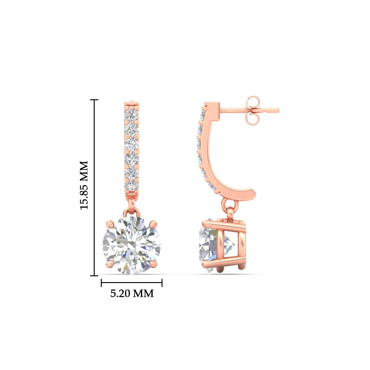 1 Carat Solitaire Diamond Drop Earrings