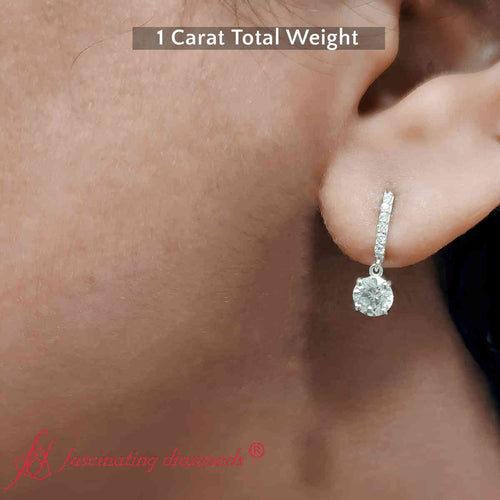 1 Carat Solitaire Diamond Drop Earrings | earring | Wiccan Center