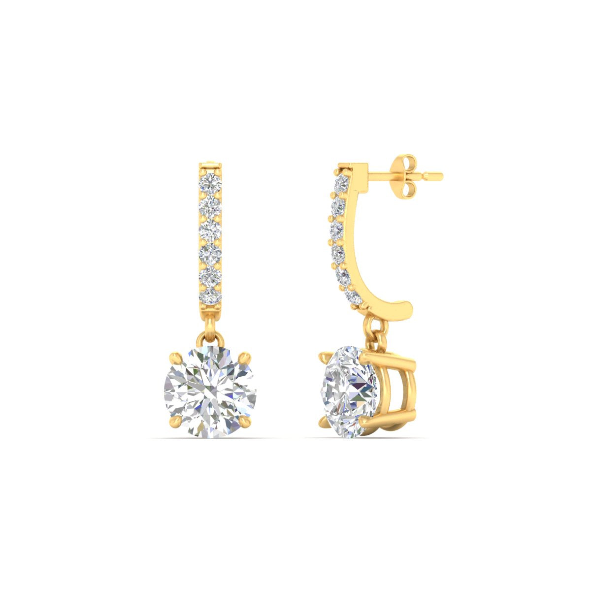 1 Carat Solitaire Diamond Drop Earrings